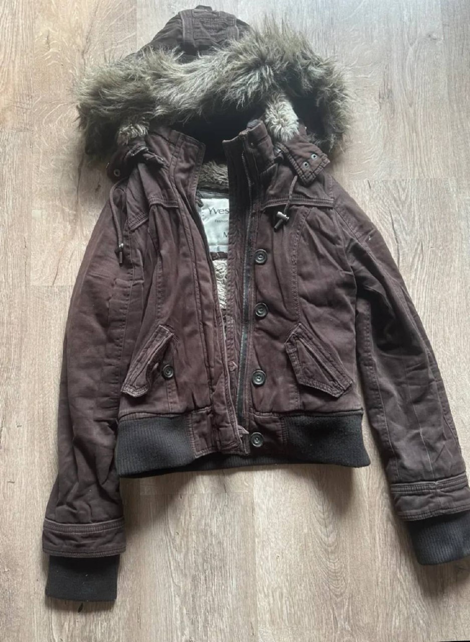 Куртка меховая Abercrombie & Fitch коричневая, размер S