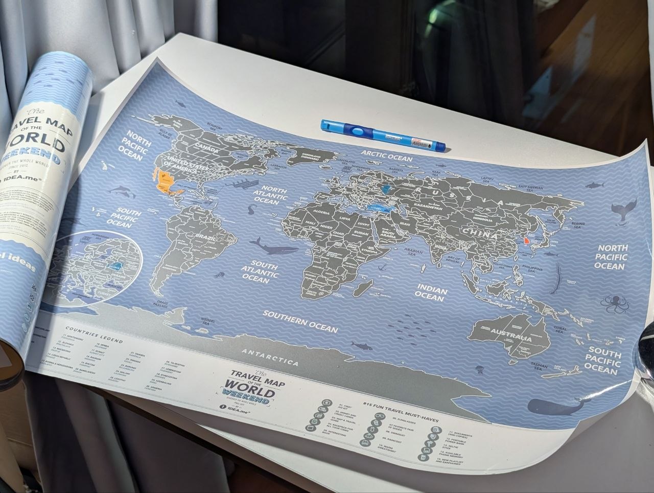Скретч-карта мира 1DEA.me Travel Map Weekend в тубусе