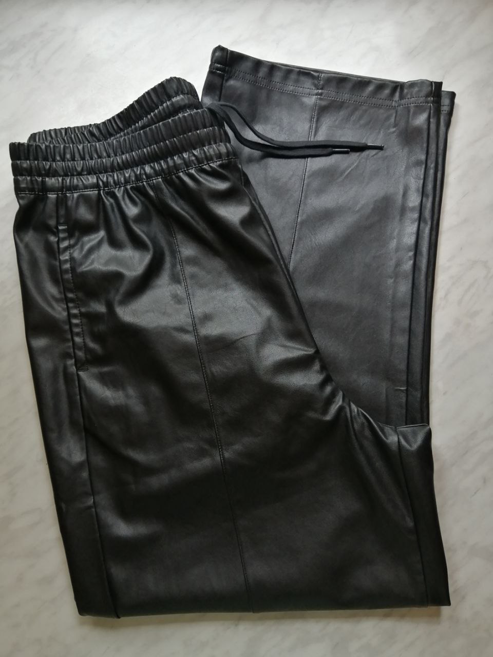 Спортивные женские брюки Puma из эко-кожи, черные, XL
