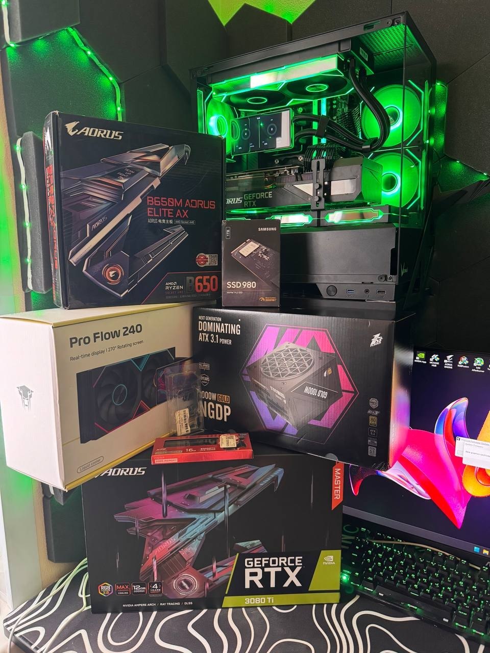 Игровой ПК: Ryzen 5 7500F, RTX 3080 Ti, 32GB DDR5, 1TB NVMe