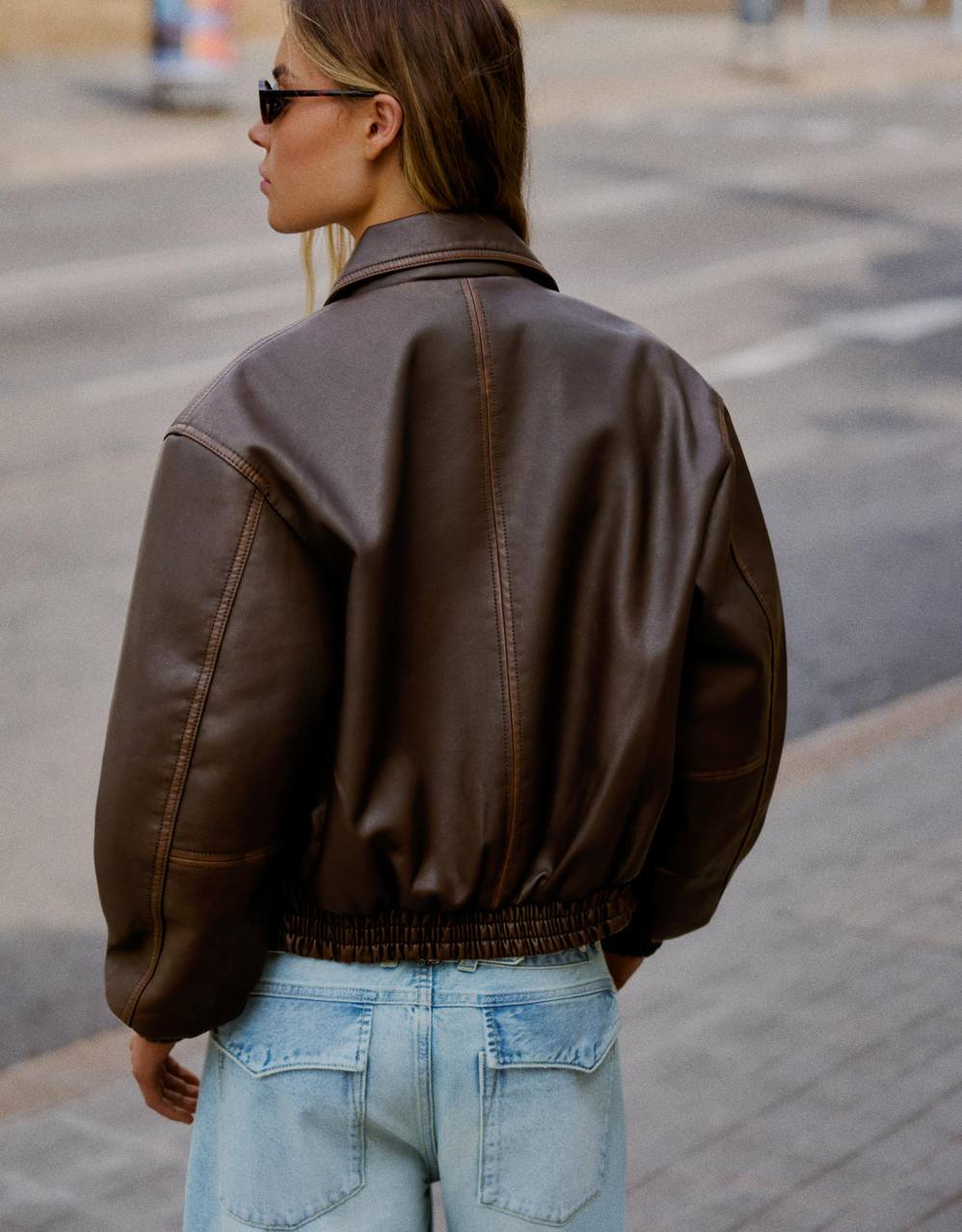 Кожаная куртка Bershka, размер M