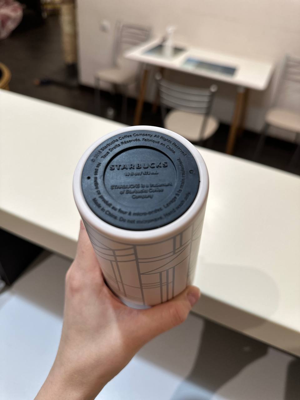 Стальной вакуумный тамблер Starbucks Pink & Rose Gold Linework / Geo 473 мл