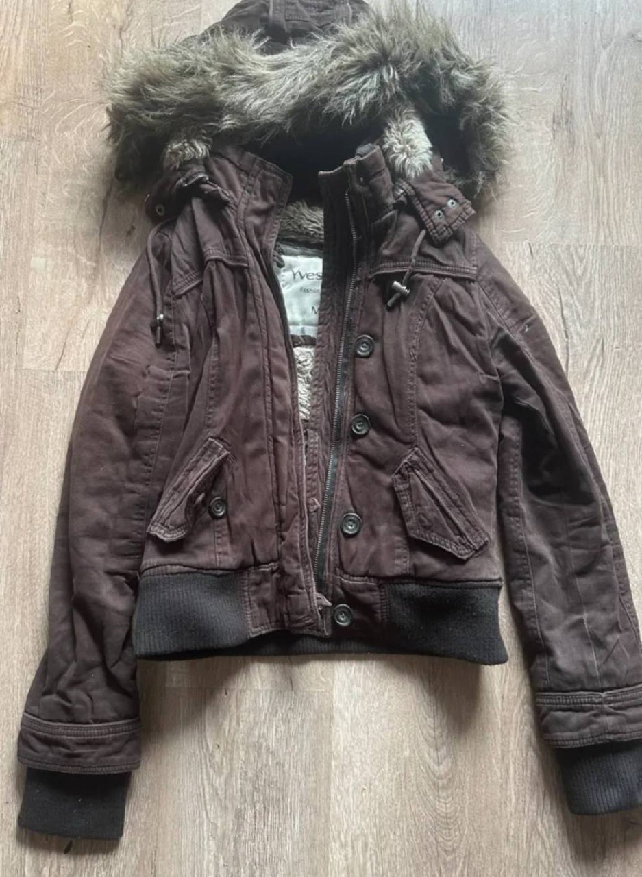Винтажная куртка Abercrombie & Fitch с капюшоном и мехом, размер S
