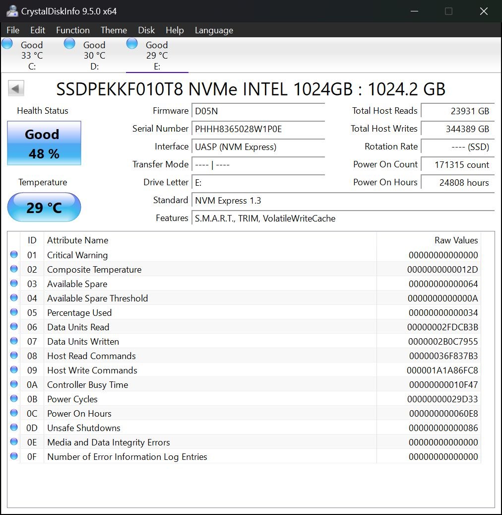 SSD Intel Pro 7600p Series 1TB NVMe M.2 2280