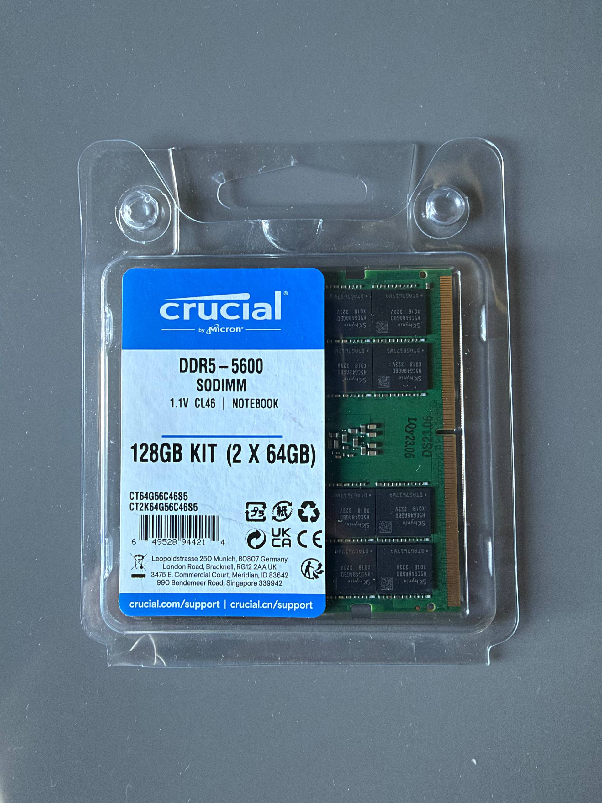 Crucial 128GB Kit (2x64GB) DDR5 RAM 5600MHz