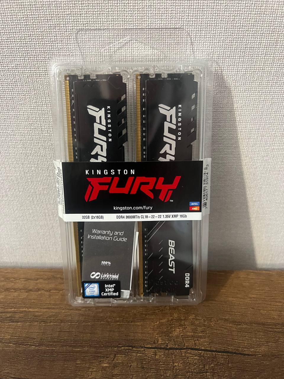 Оперативная память Kingston Fury Beast DDR4 32GB (2x16) 3600MT/s