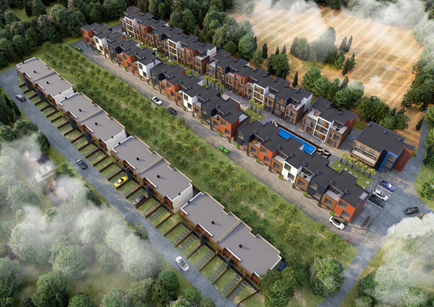 Polo Villas Parklane — таунхаус 112 кв.м, 3 этажа, черный каркас