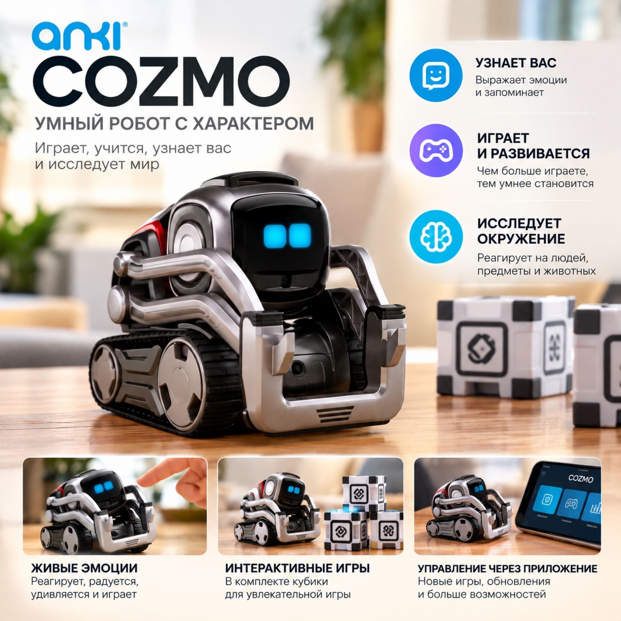 Cozmo Liquid Metal — интерактивный робот с металлическим корпусом
